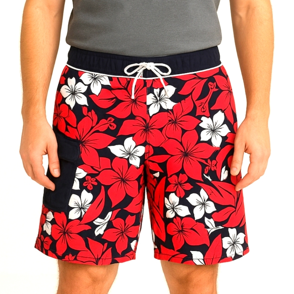Red Floral Swim Shorts Surf Gear STIG M 4th of July Pre-owned Circular Fashion - Picture 3 of 17